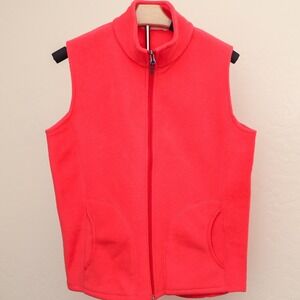 Woolrich Andes Fleece Vest Women's Medium Coral Pink Full Zip Cold Weather Soft